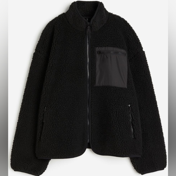 H&My Black Sherpa Teddy Jacket - Picture 1 of 4